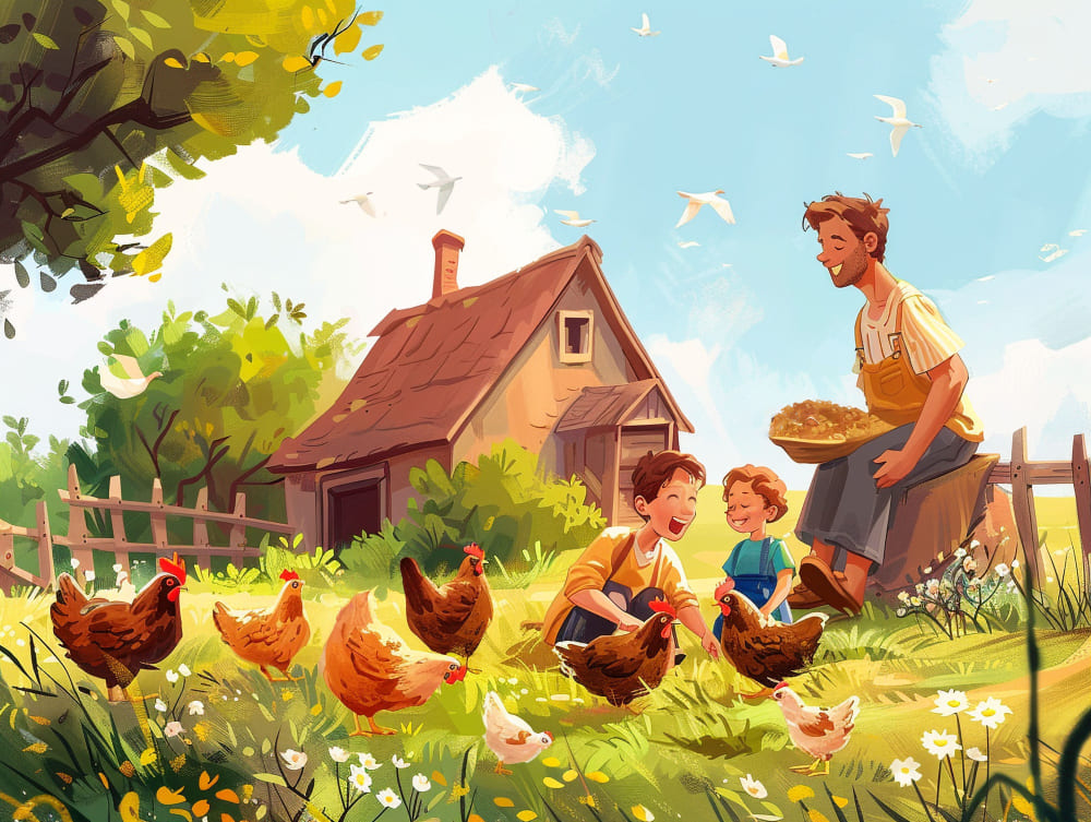 A mobile chicken ark on grass with hens freely foraging inside